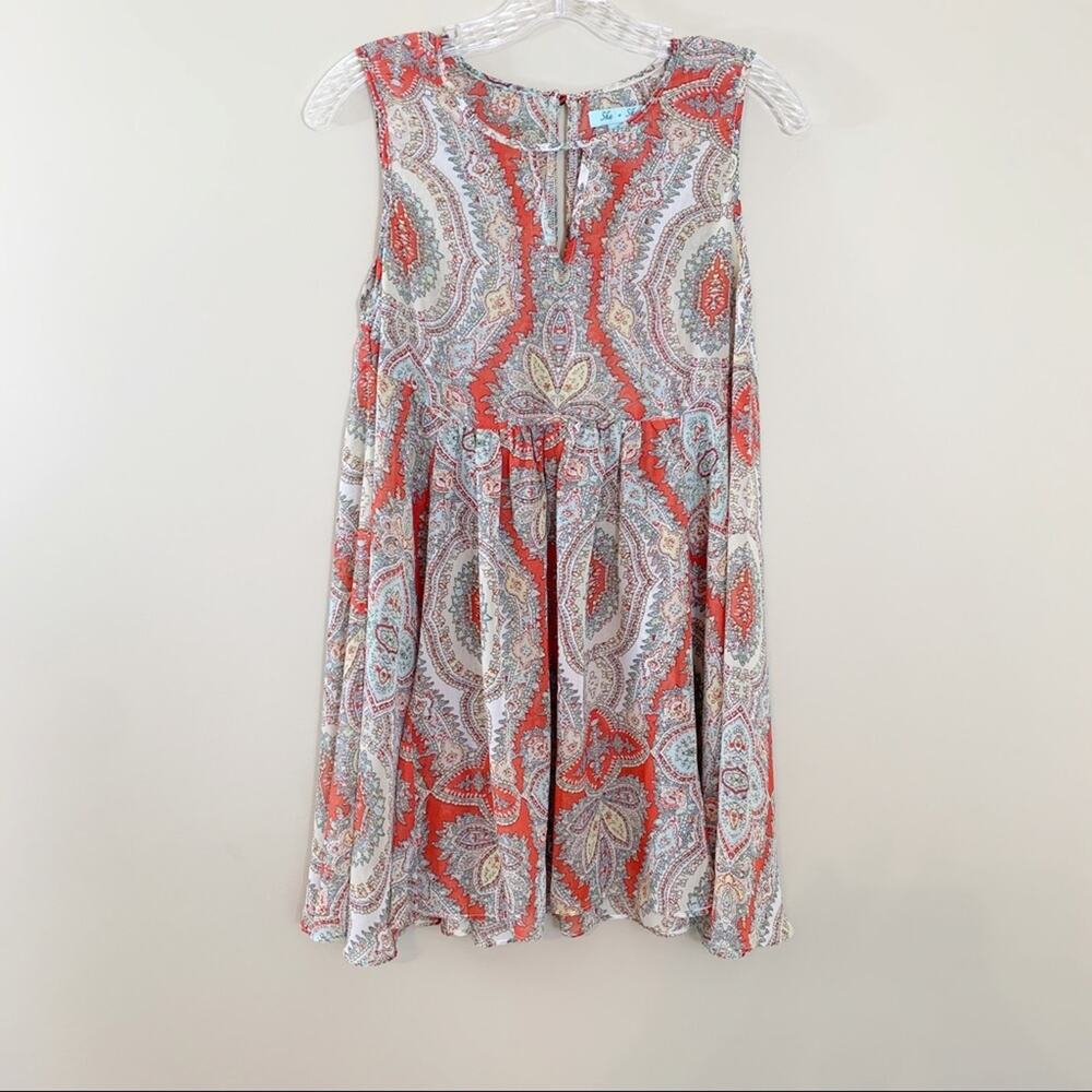 She+Sky Floral Sheer Silk Blend Blouse
